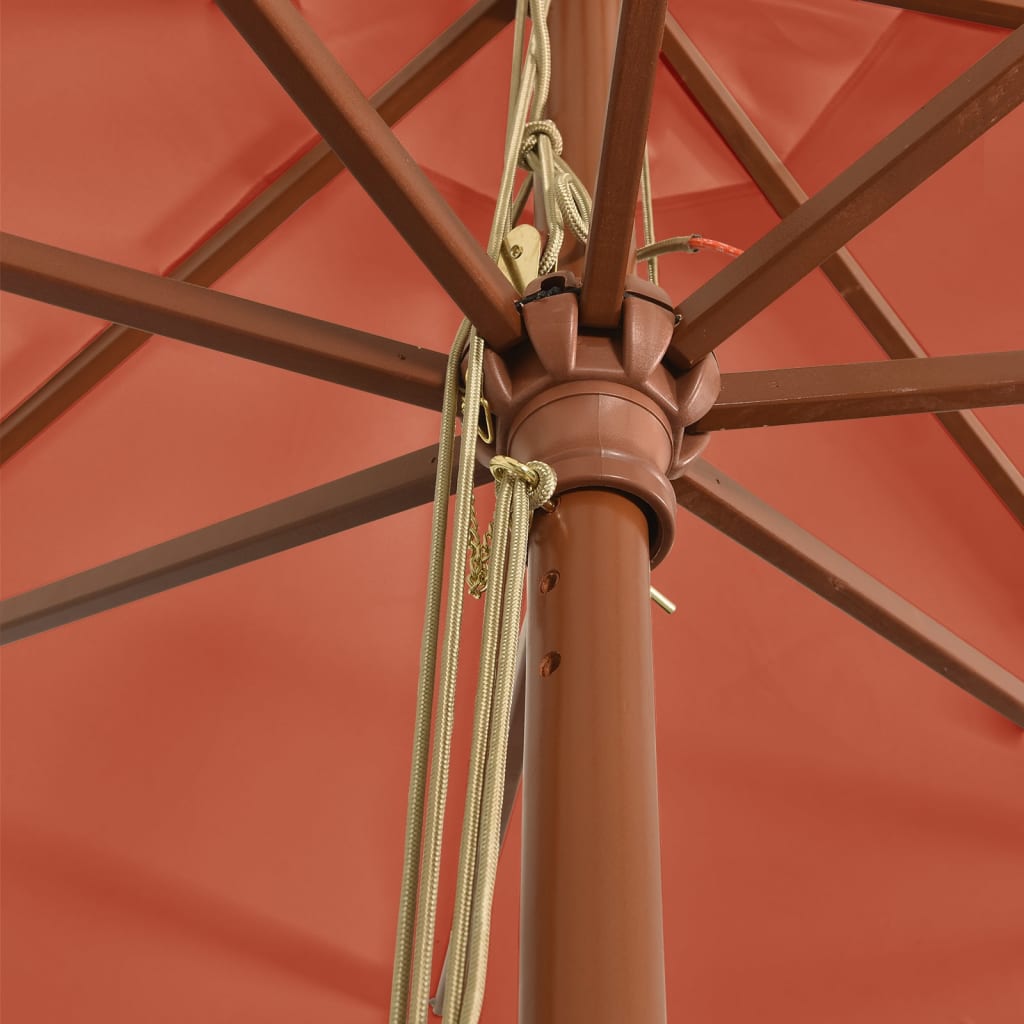 vidaXL Sodo skėtis su mediniu stulpu, terakota spalvos, 400x273cm