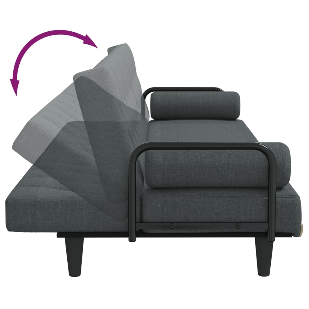 vidaXL Sofa-lova su porankiais, tamsiai pilkos spalvos, audinys