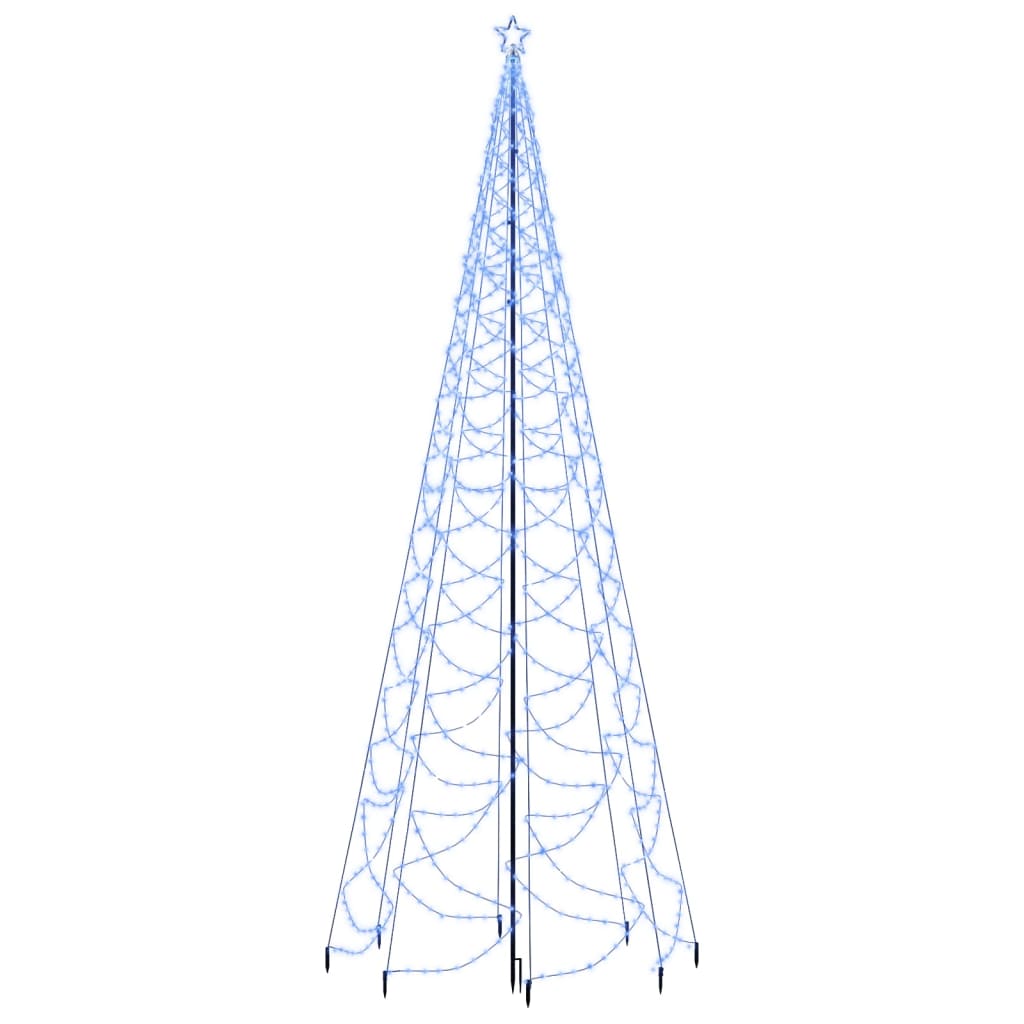 vidaXL Kalėdų eglutė su metaliniu stulpu, 5m, 1400 mėlynų LED lempučių