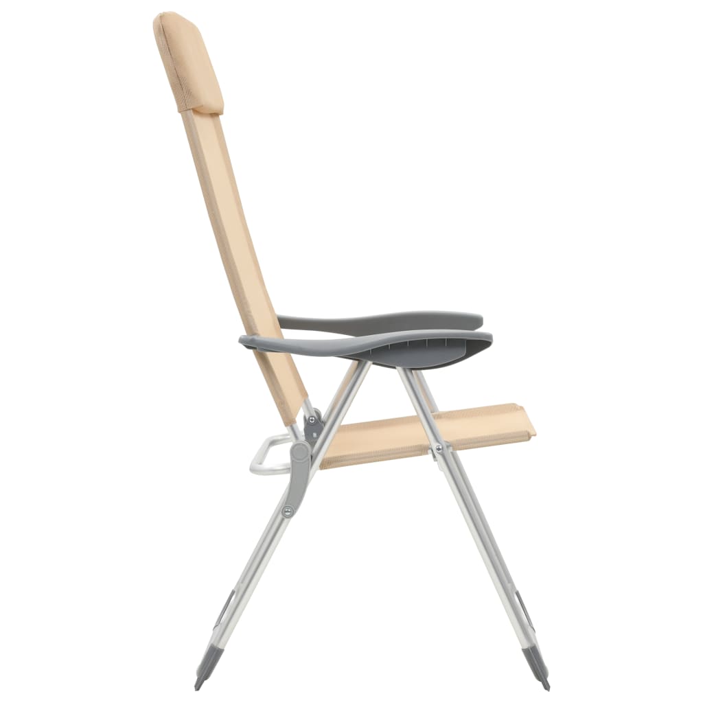 vidaXL Sulankstomos kempingo kėdės, 4 vnt., kreminės sp., aliuminis