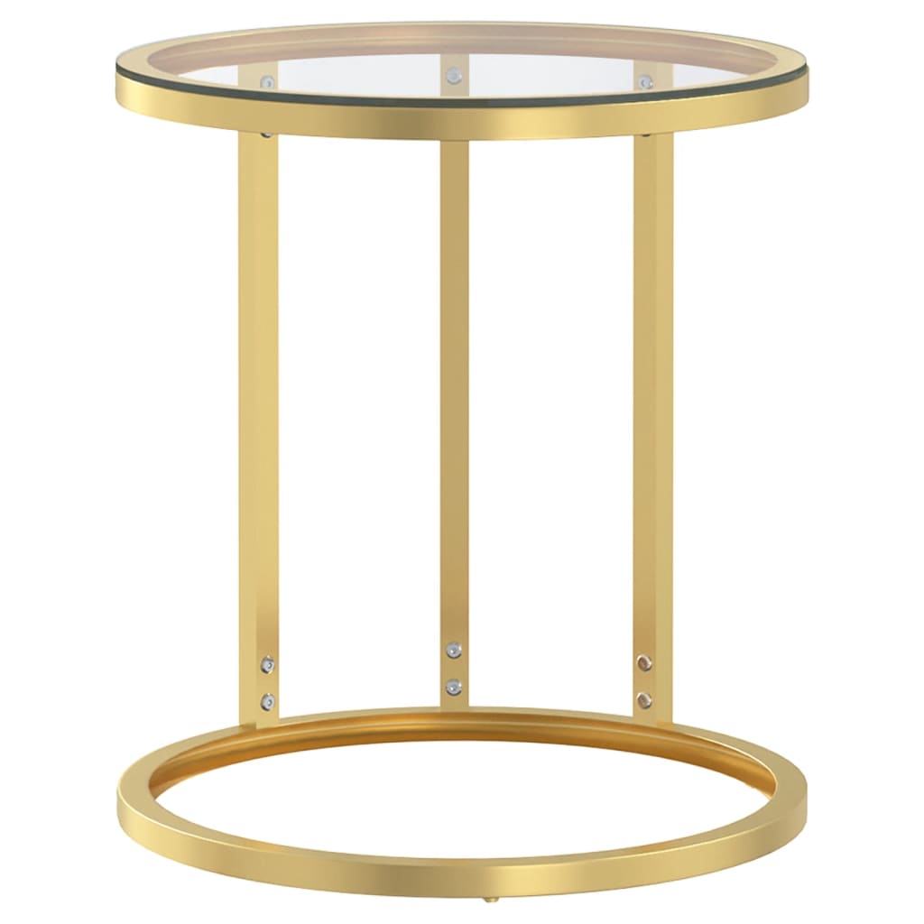 vidaXL Šoninis staliukas, auksinis/skaidrus, 45cm, grūdintas stiklas