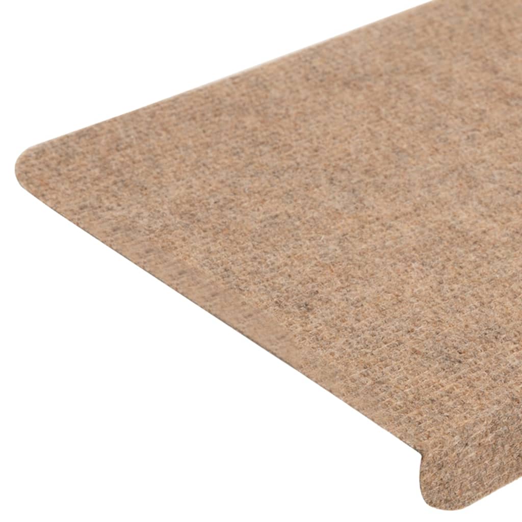 vidaXL Lipnūs laiptų kilimėliai, 15vnt., smėlio spalvos, 65x24,5x3,5cm