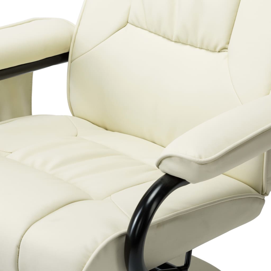 vidaXL Masažinis krėslas su pakoja, kreminės spalvos, dirbtinė oda