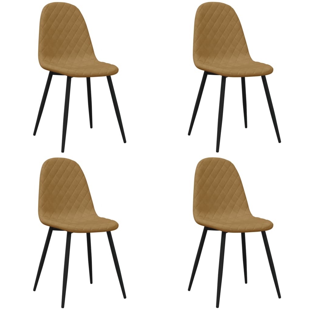 VidaXL Valgomojo kėdės, 4vnt., rudos spalvos, aksomas