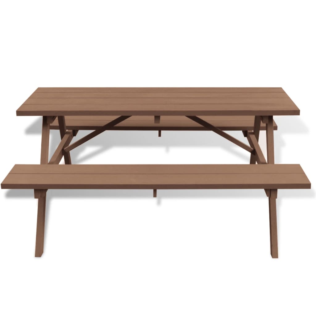 vidaXL Iškylų stalas su suoliukais, rudas, 150x139x72,5cm, WPC