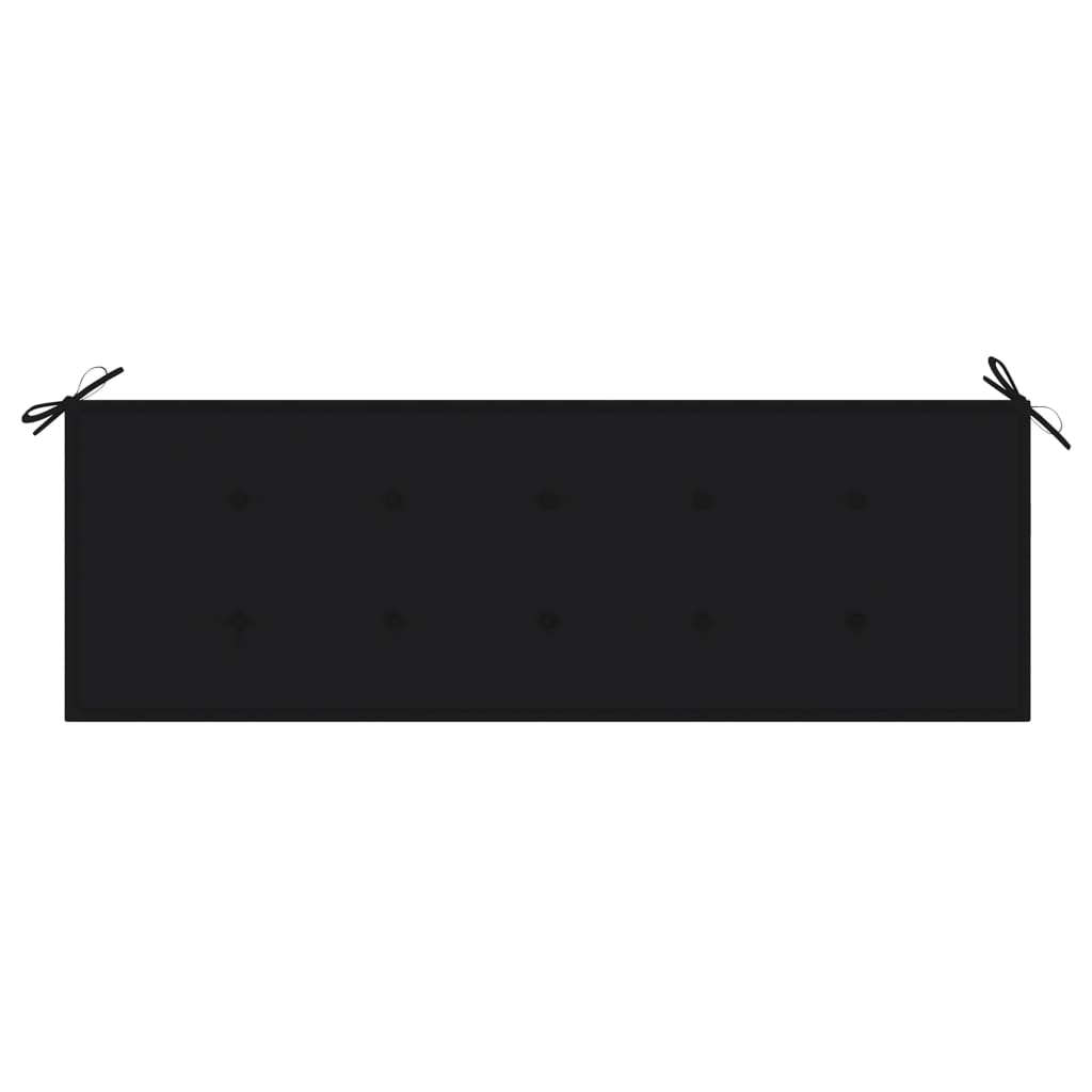 vidaXL Sodo suoliukas su juoda pagalvėle, 150cm, tikmedžio masyvas