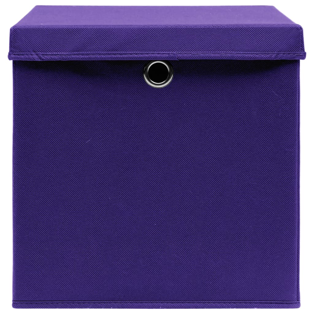 vidaXL Daiktadėžės, 10vnt., violetinės, 32x32x32cm, audinys
