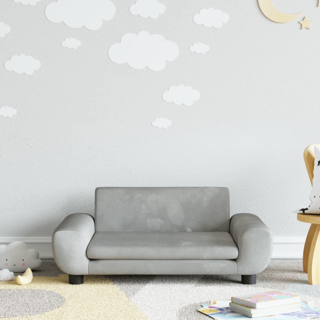 vidaXL Vaikiška sofa, šviesiai pilkos spalvos, 70x45x33cm, aksomas