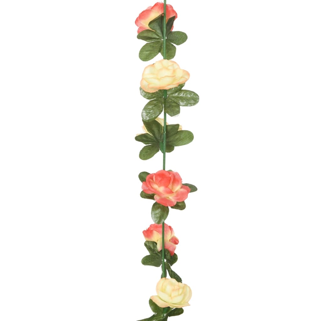 vidaXL Dirbtinių gėlių girliandos, 6vnt., rožių/šampano spalvos, 240cm