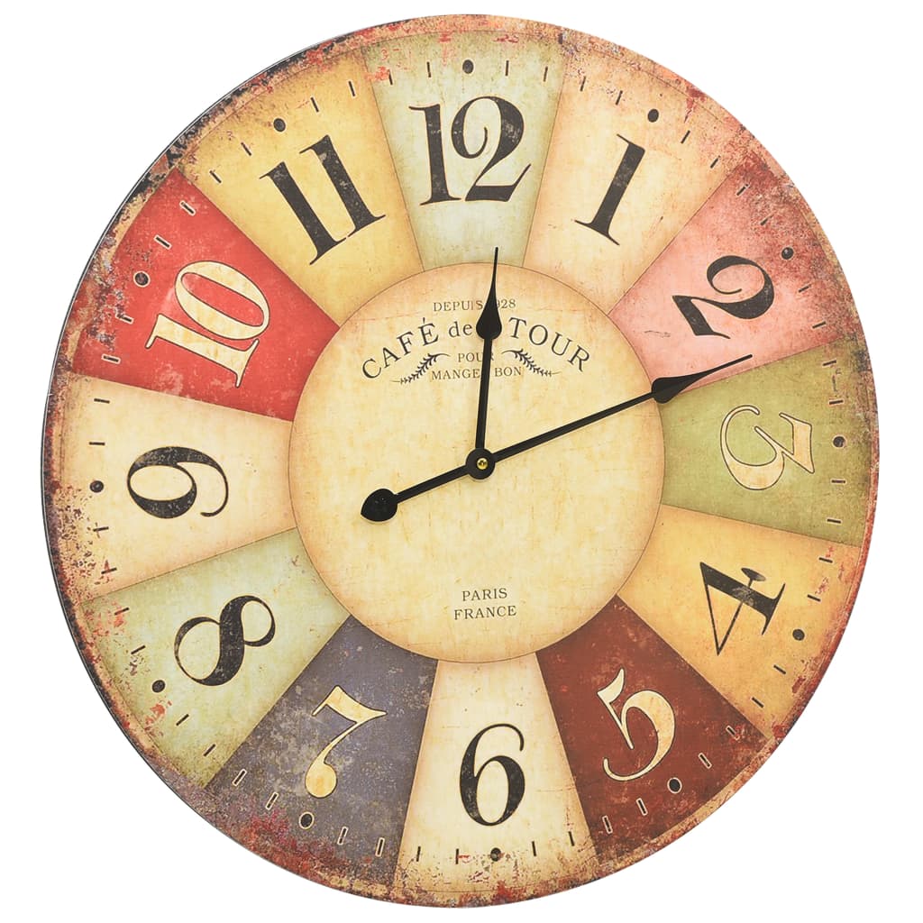 vidaXL Sieninis laikrodis, 60 cm, spalvotas, vintažinio dizaino