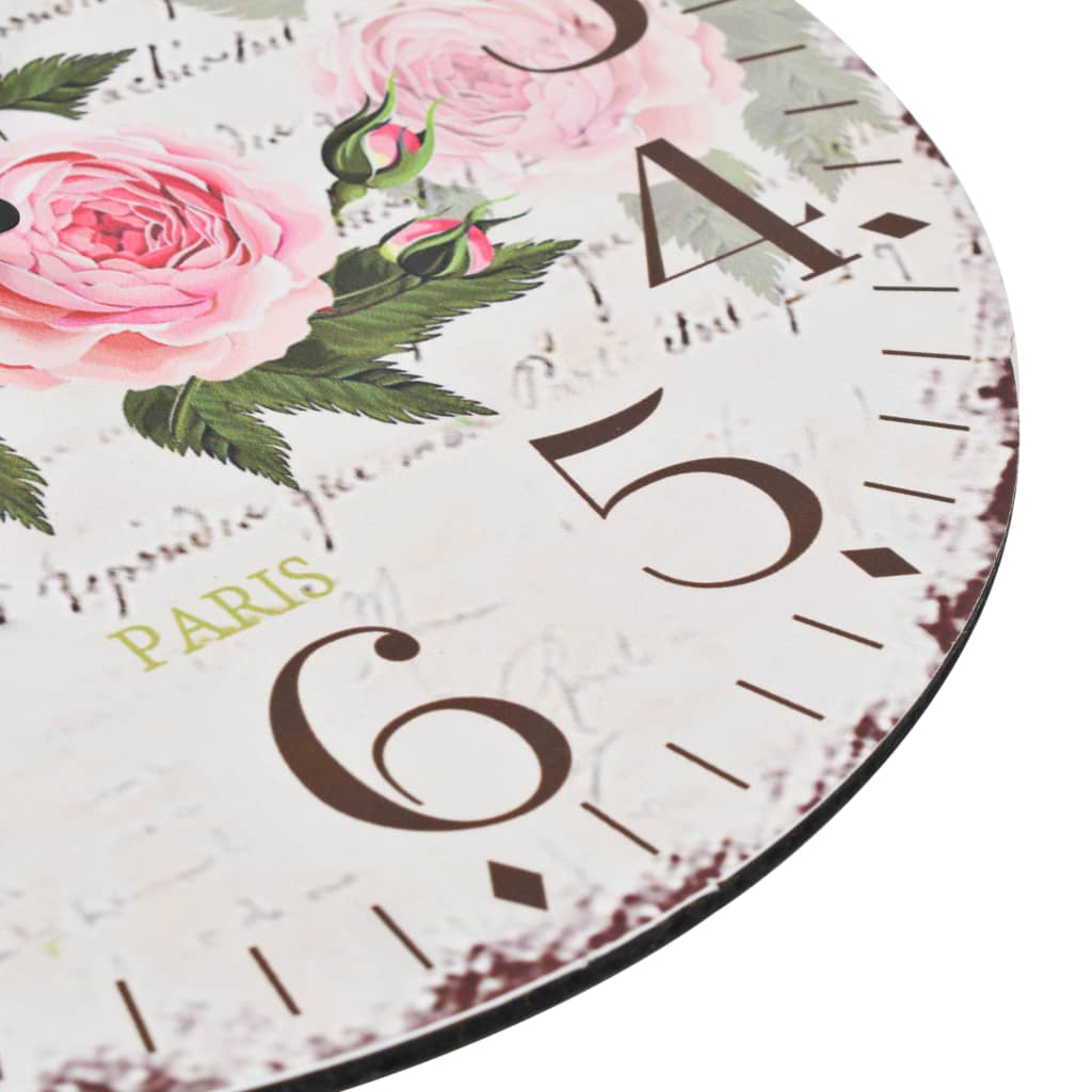 vidaXL Sieninis laikrodis virtuvei, 30 cm, vintažinio diz., su gėlėmis