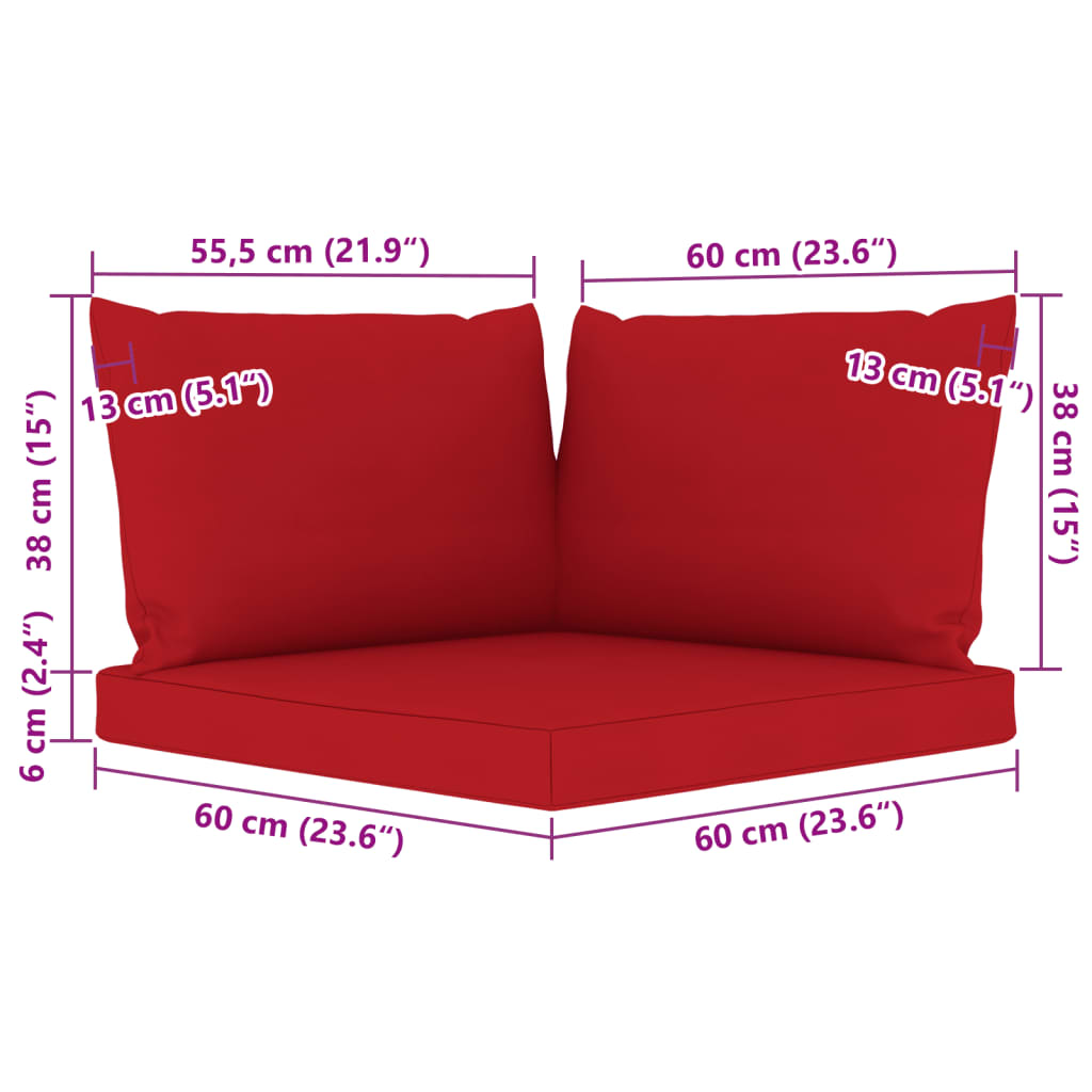 vidaXL Sodo poilsio komplektas su raudonomis pagalvėlėmis, 10 dalių