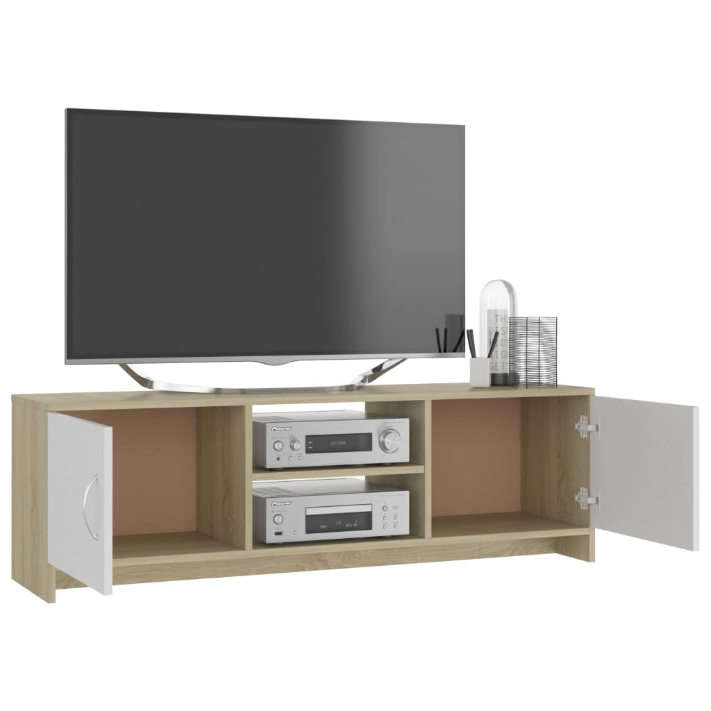 vidaXL Televizoriaus spintelė, balta/ąžuolo, 120x30x37,5cm, mediena