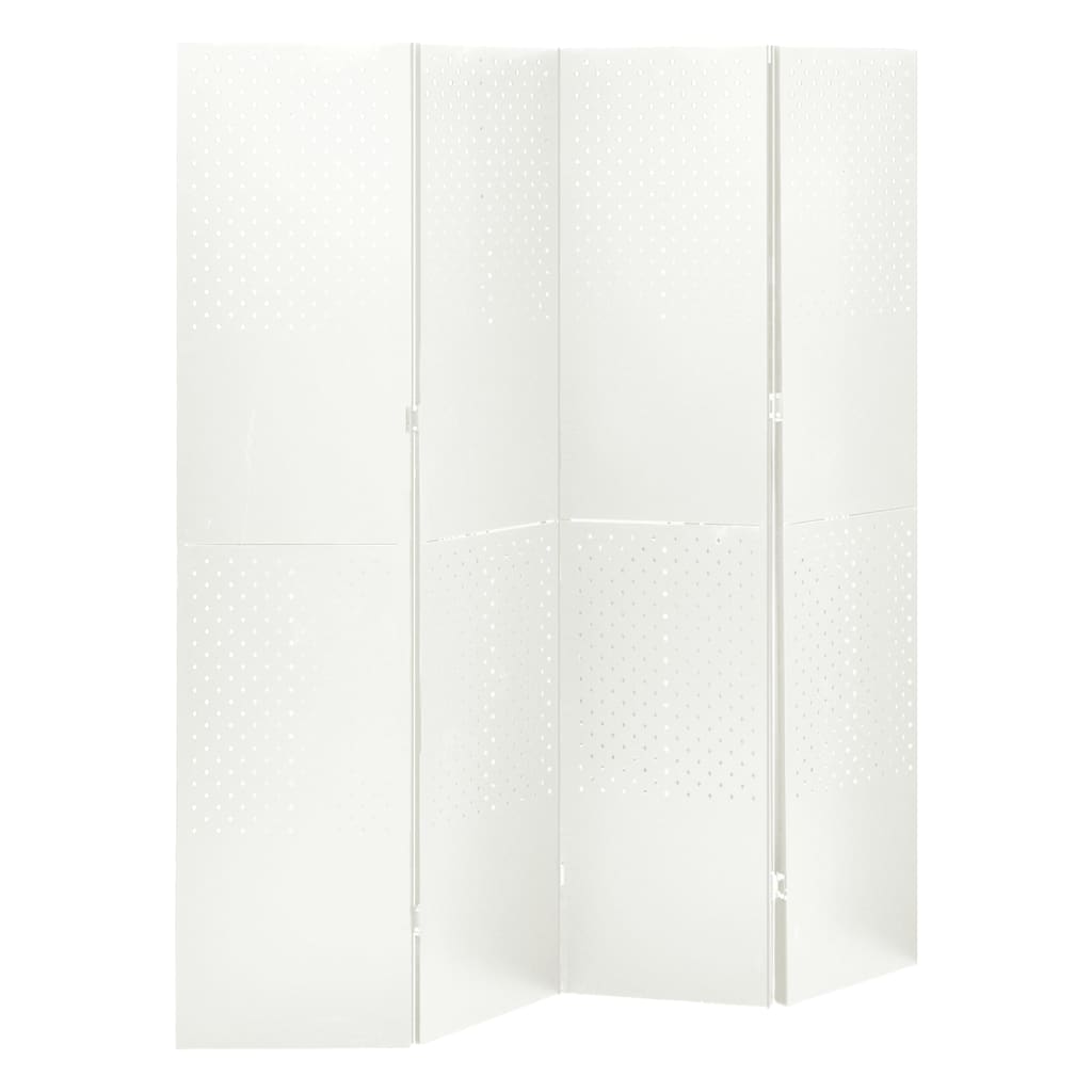 vidaXL Kambario pertvara, 4 dalių, baltos spalvos, 160x180cm, plienas