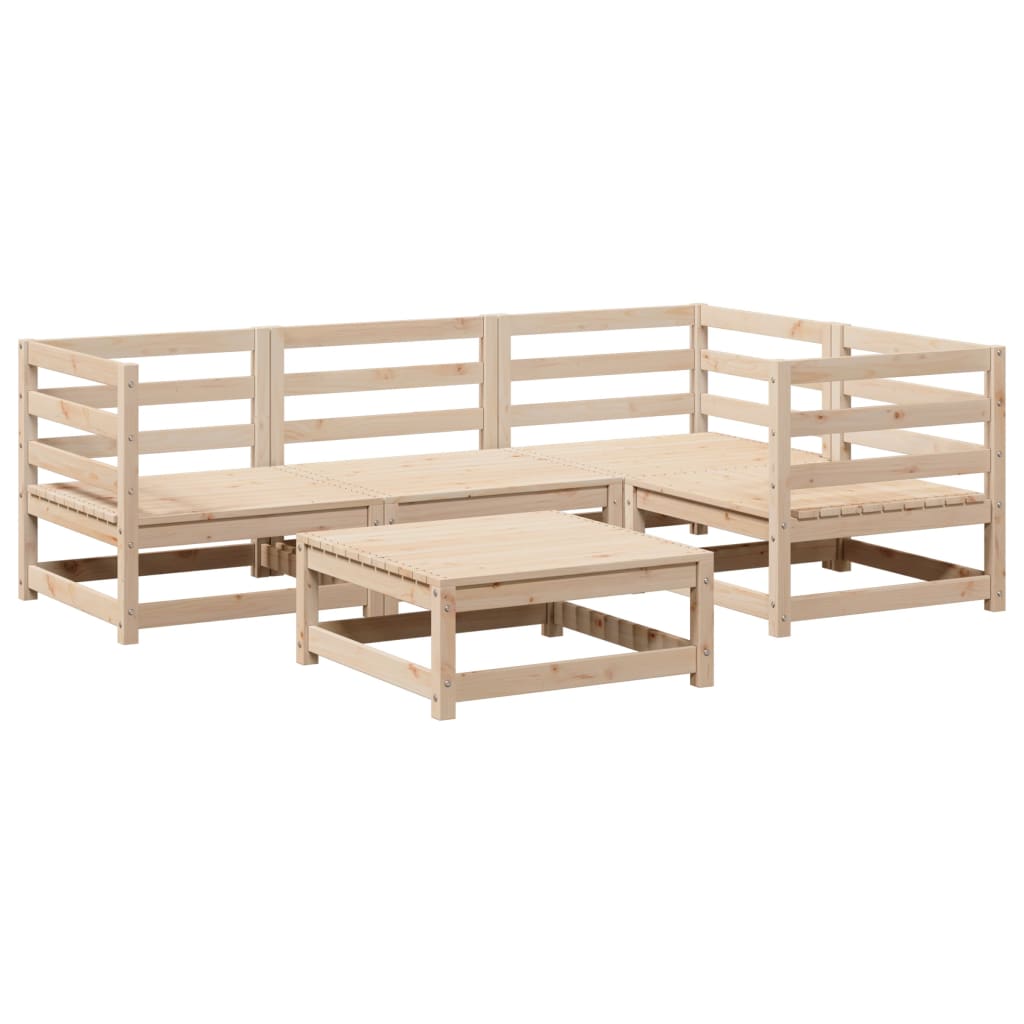 vidaXL Sodo sofos komplektas, 5 dalių, pušies medienos masyvas