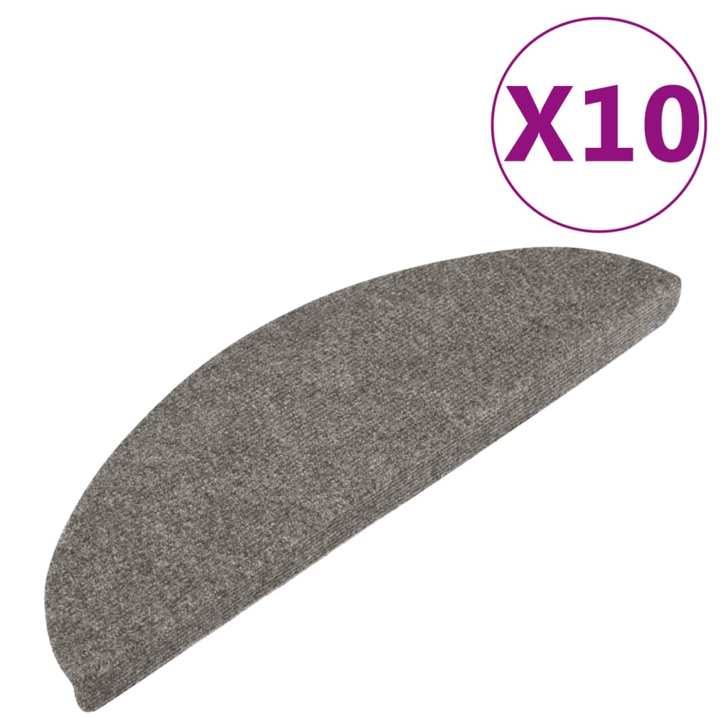 vidaXL Lipnūs laiptų kilimėliai, 10vnt., pilki, 65x22,5x3,5cm