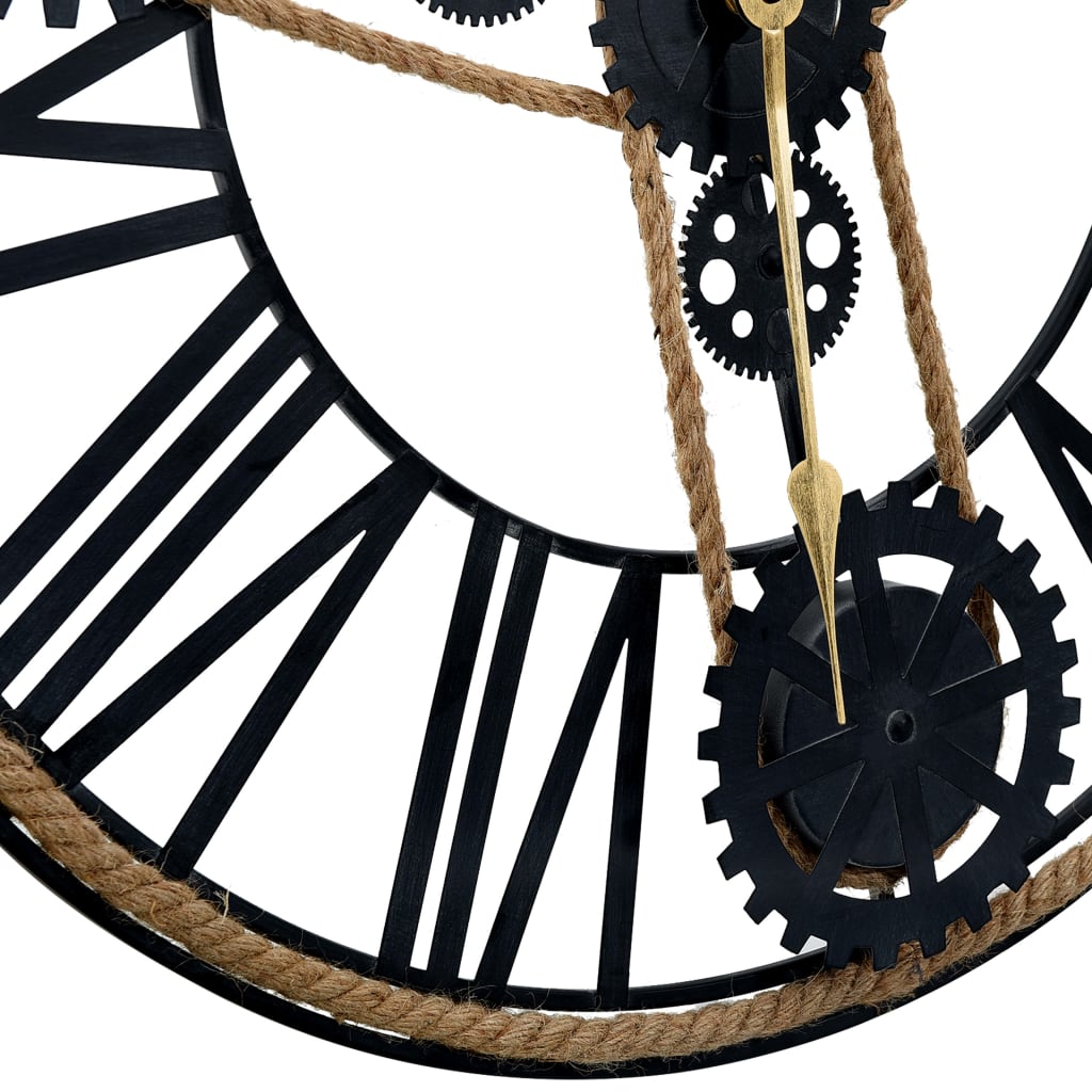 vidaXL Sieninis laikrodis, juodos spalvos, 70 cm, metalas