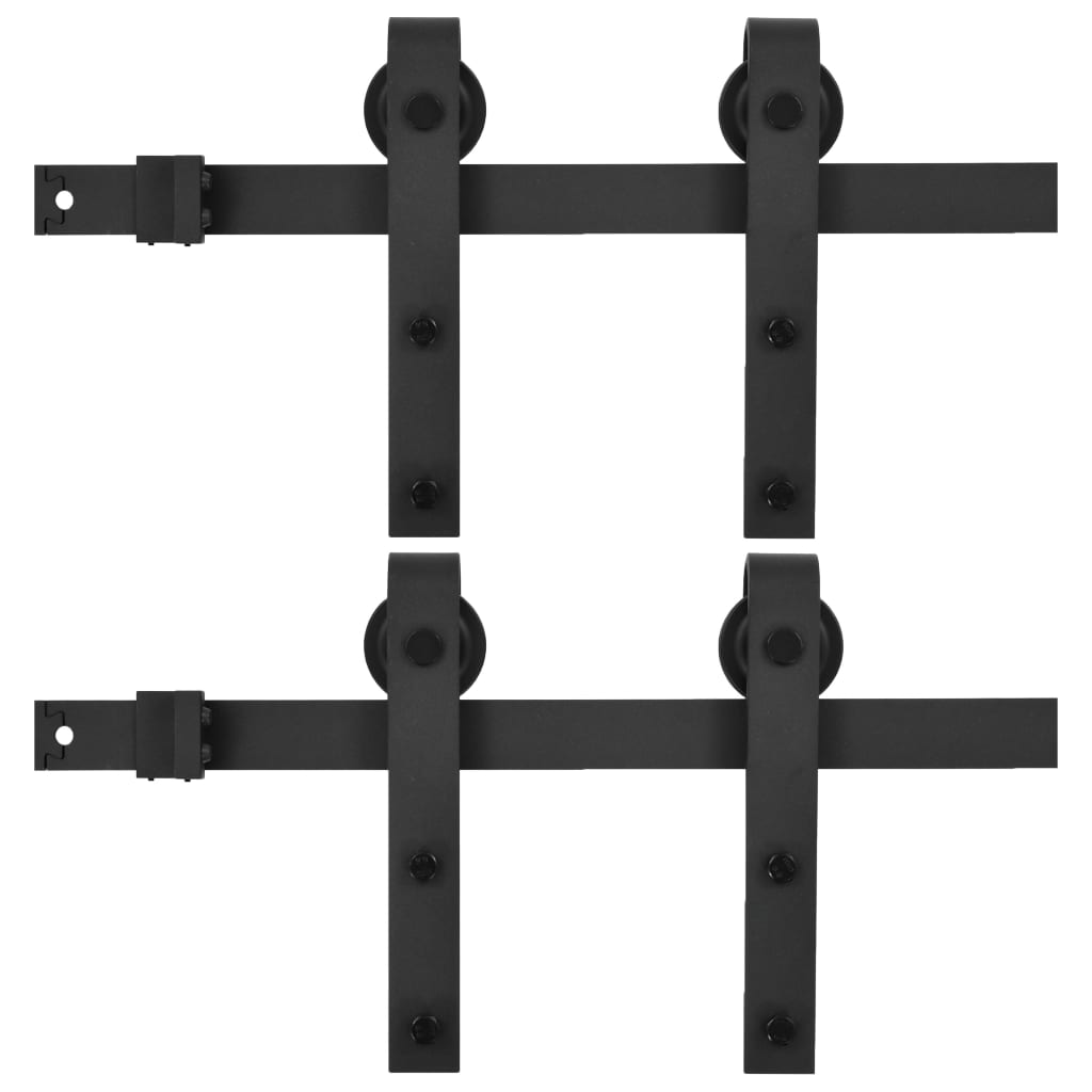 vidaXL Stumdomų durų įrangos rinkiniai, 2vnt., juodi, 183cm, plienas