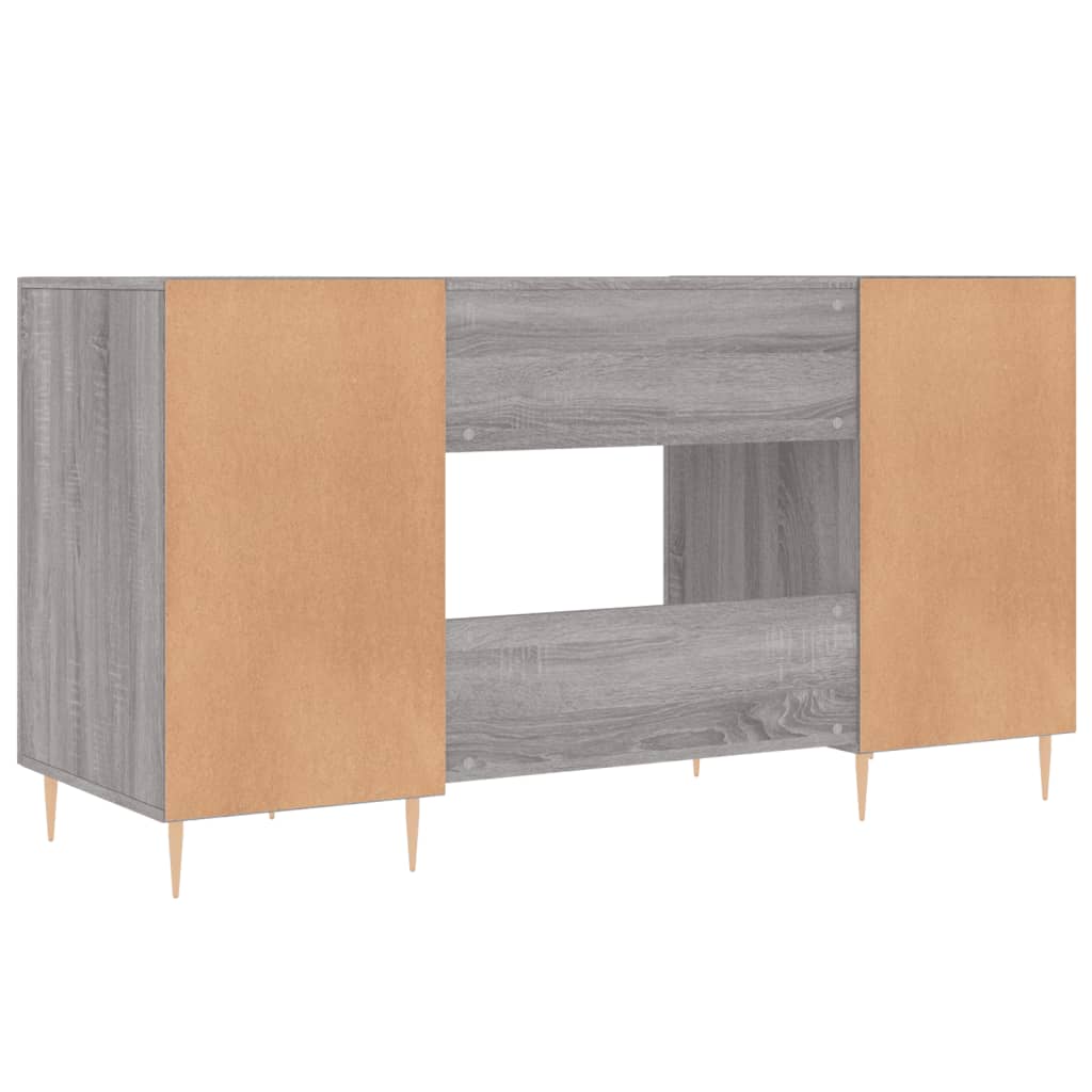 vidaXL Rašomasis stalas, pilkas ąžuolo, 140x50x75cm, apdirbta mediena