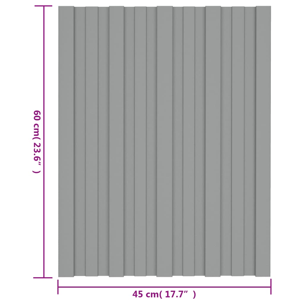 vidaXL Stogo plokštės, 36vnt., pilkos, 60x45cm, galvanizuotas plienas