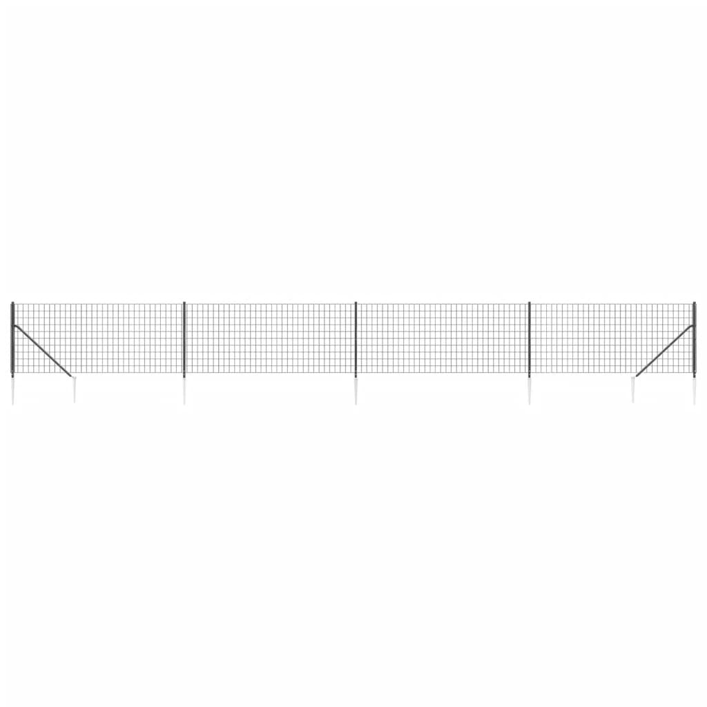 vidaXL Vielinė tinklinė tvora su smaigais, antracito spalvos, 0,8x10m