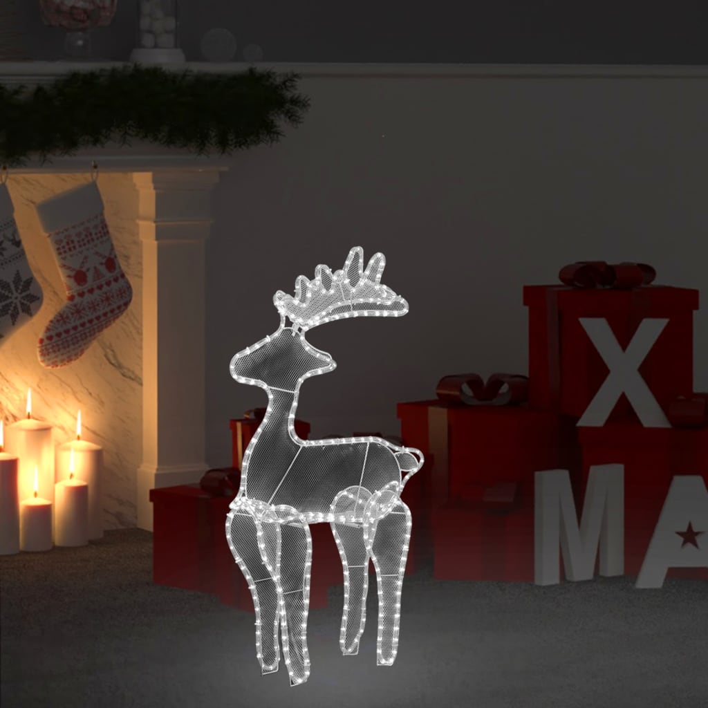 vidaXL Kalėdų dekoracija elnias, 60x24x89cm, 306 LED, tinklinė