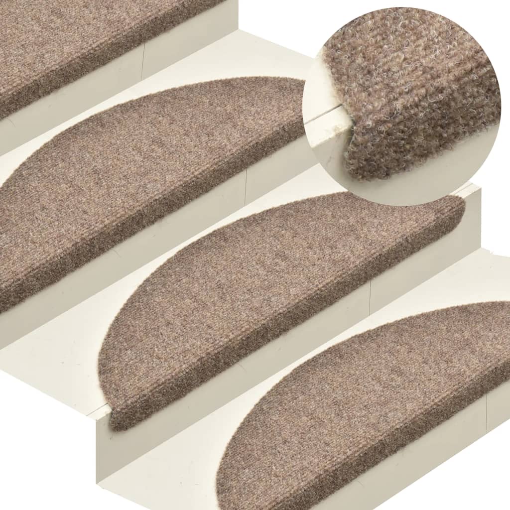 vidaXL Lipnūs laiptų kilimėliai, 5vnt., kreminės spalvos, 65x21x4cm
