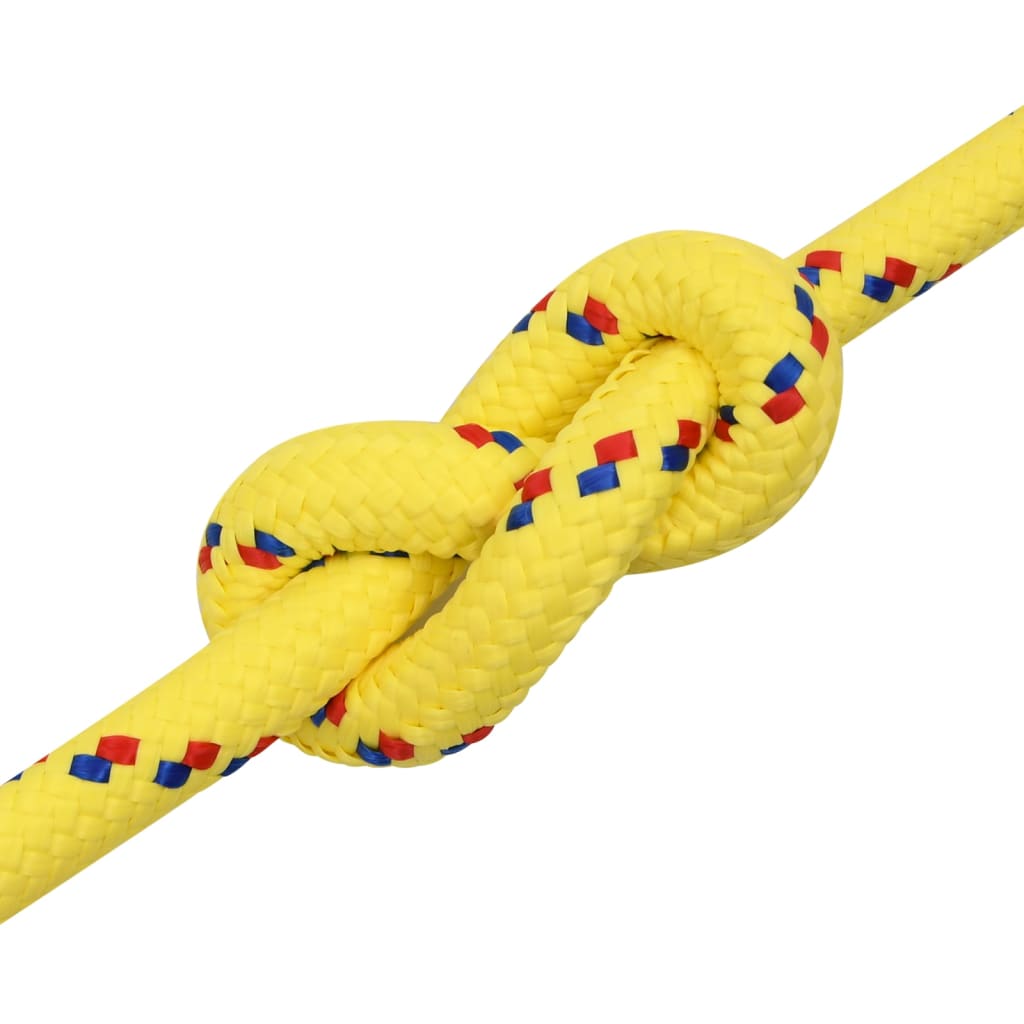 vidaXL Valties virvė, geltonos spalvos, 20mm, 50m, polipropilenas