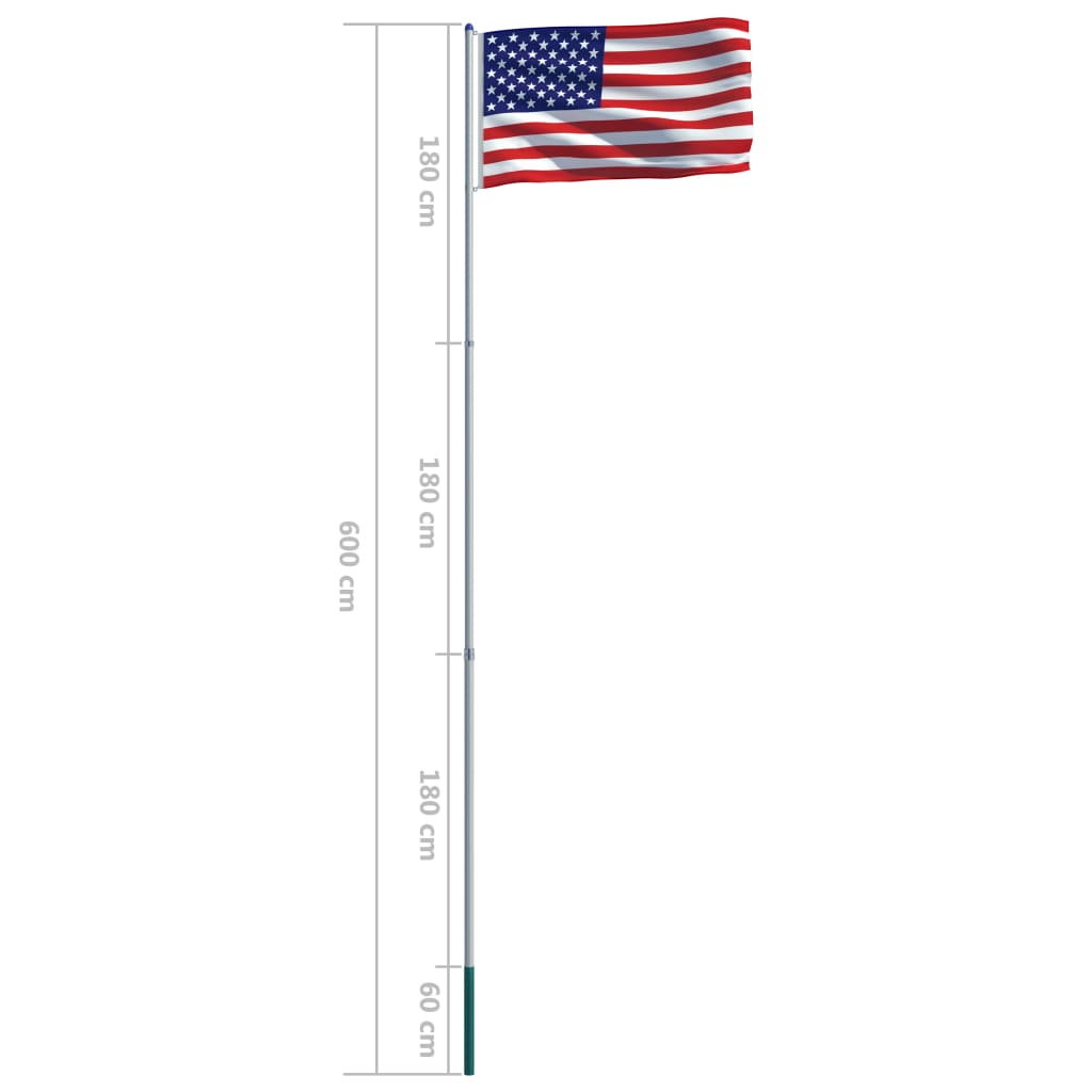 vidaXL JAV vėliava su stiebu, aliuminis, 6m
