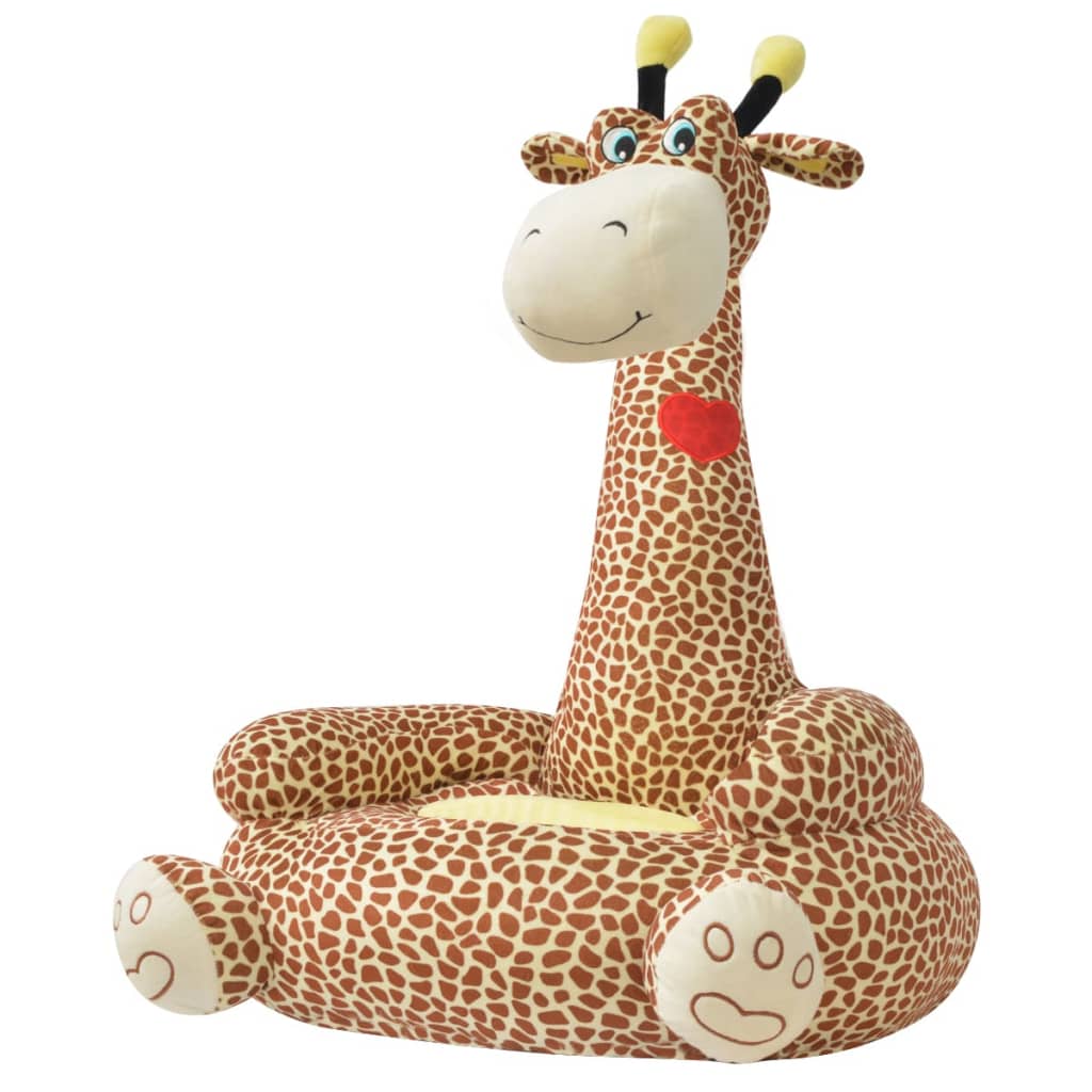vidaXL Pliušinė vaikiška kėdė, žirafos forma, ruda