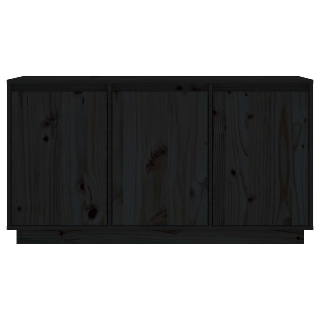 vidaXL Šoninė spintelė, juoda, 111x34x60cm, pušies medienos masyvas