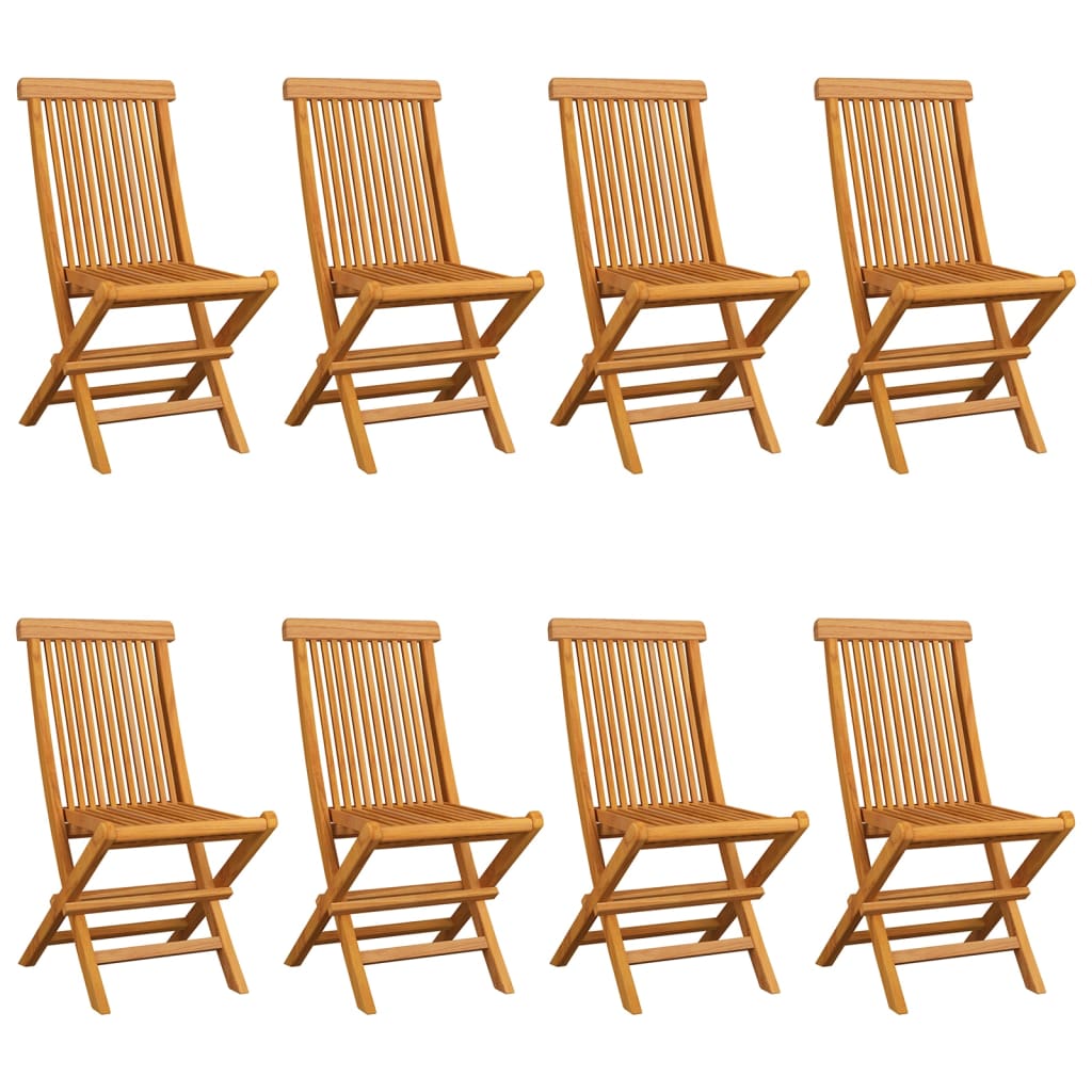 vidaXL Sodo kėdės su smėlio spalvos pagalvėlėmis, 8vnt., tikmedis