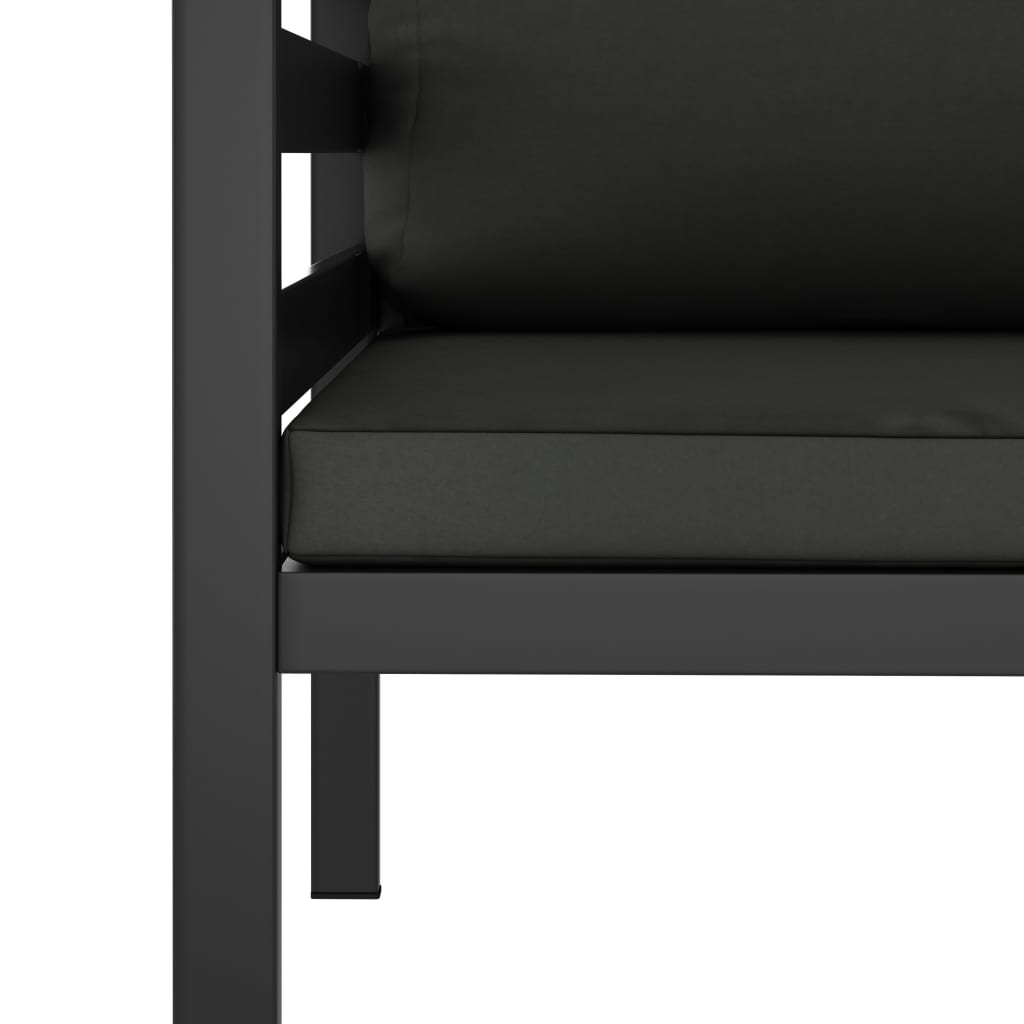 vidaXL Vienvietė sofa su pagalvėlėmis, antracito spalvos, aliuminis