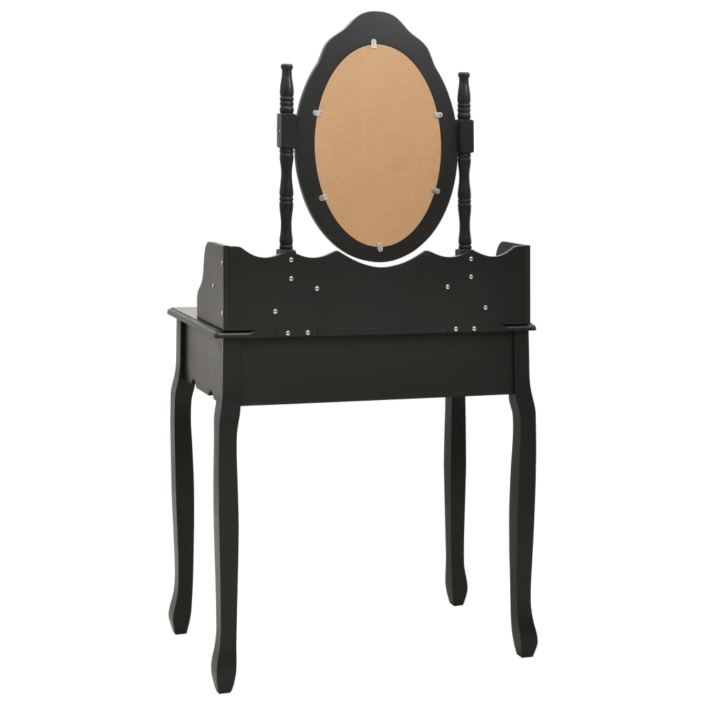 vidaXL Kosmetinio staliuko rinkinys, juodas, 75x69x140cm, paulovnija