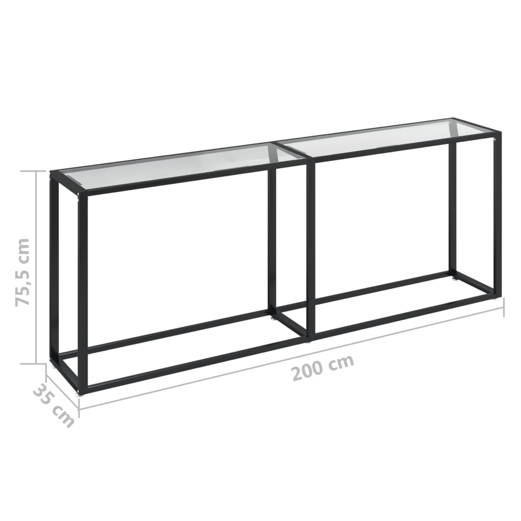 vidaXL Konsolinis staliukas, skaidrus, 200x35x75,5cm, stiklas