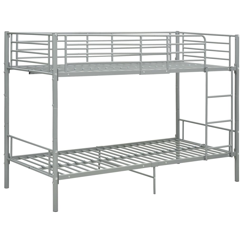 vidaXL Dviaukštė lova, pilkos spalvos, 90x200cm, metalas