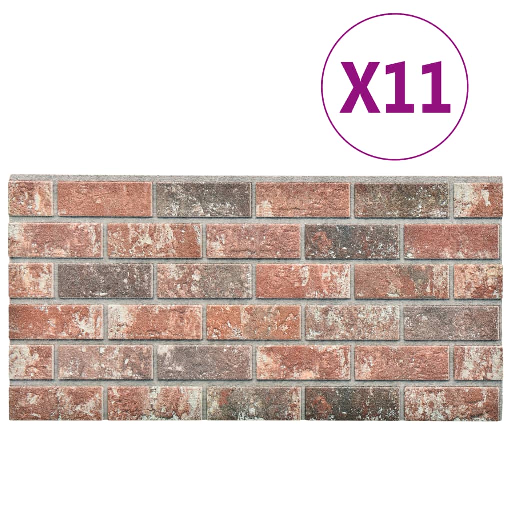 vidaXL Sienos plokštės, 11vnt., EPS, rudų ir pilkų plytų dizaino, 3D