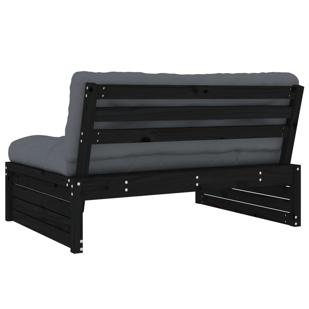 vidaXL Vidurinė sofos dalis, juoda, 120x80cm, pušies medienos masyvas
