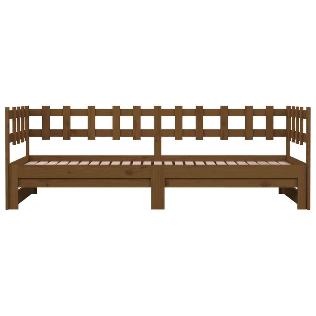 vidaXL Ištraukiama lova, medaus ruda, 2x(80x200)cm, pušies masyvas