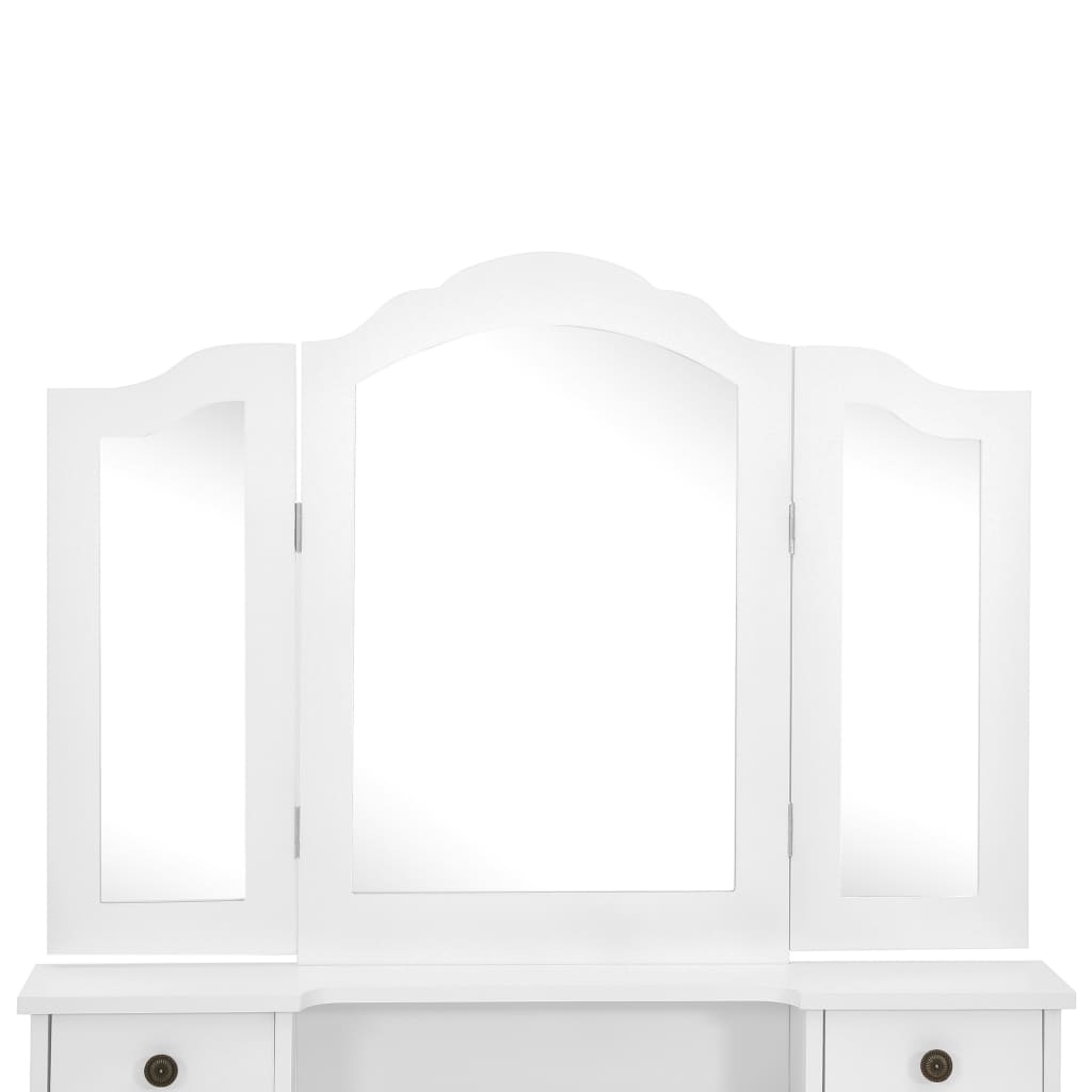 vidaXL Kosmetinio staliuko rinkinys, baltas, 80x69x141cm, mediena