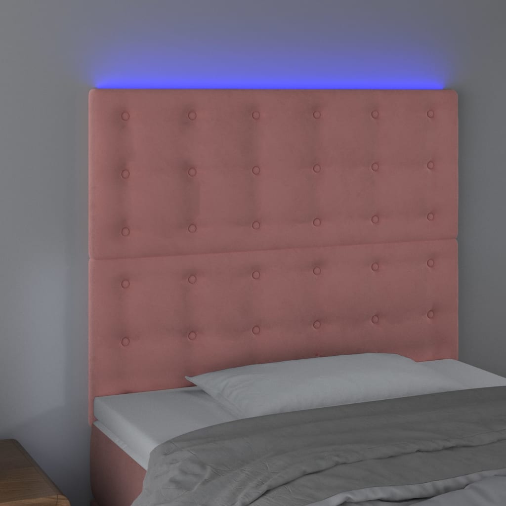 vidaXL Galvūgalis su LED, rožinės spalvos, 100x5x118/128cm, aksomas