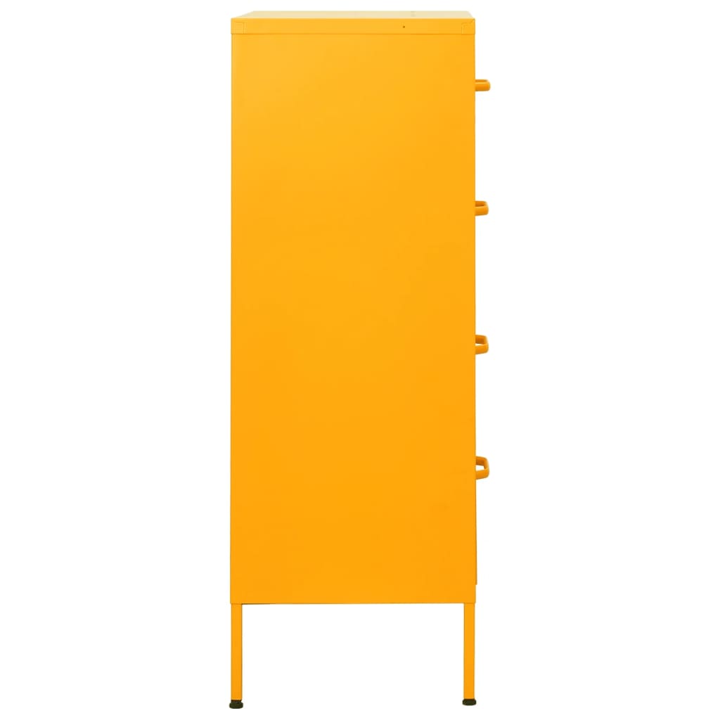 vidaXL Komoda su stalčiais, garstyčių geltona, 80x35x101,5cm, plienas