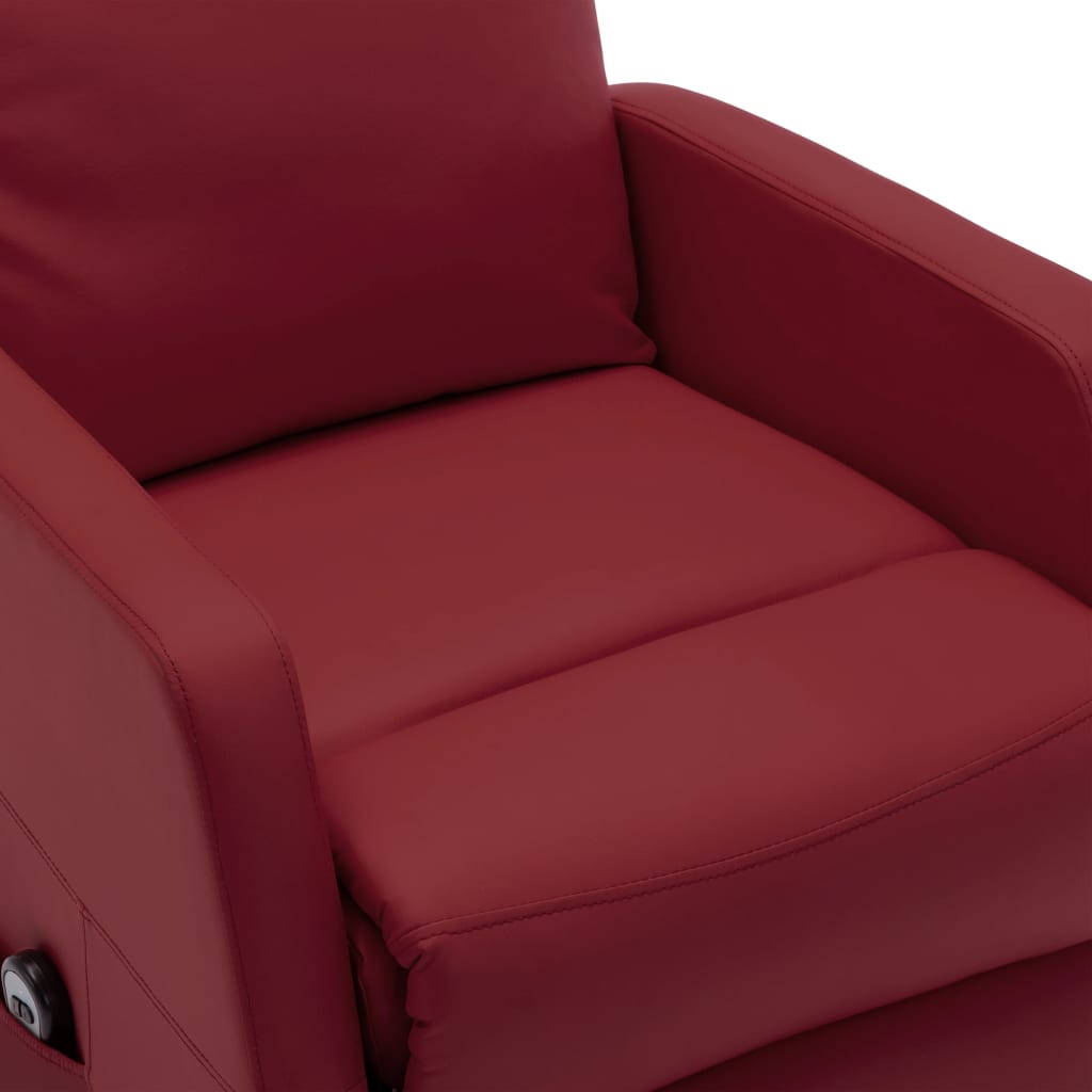 vidaXL Atsistojantis krėslas, raudonojo vyno spalvos, dirbtinė oda