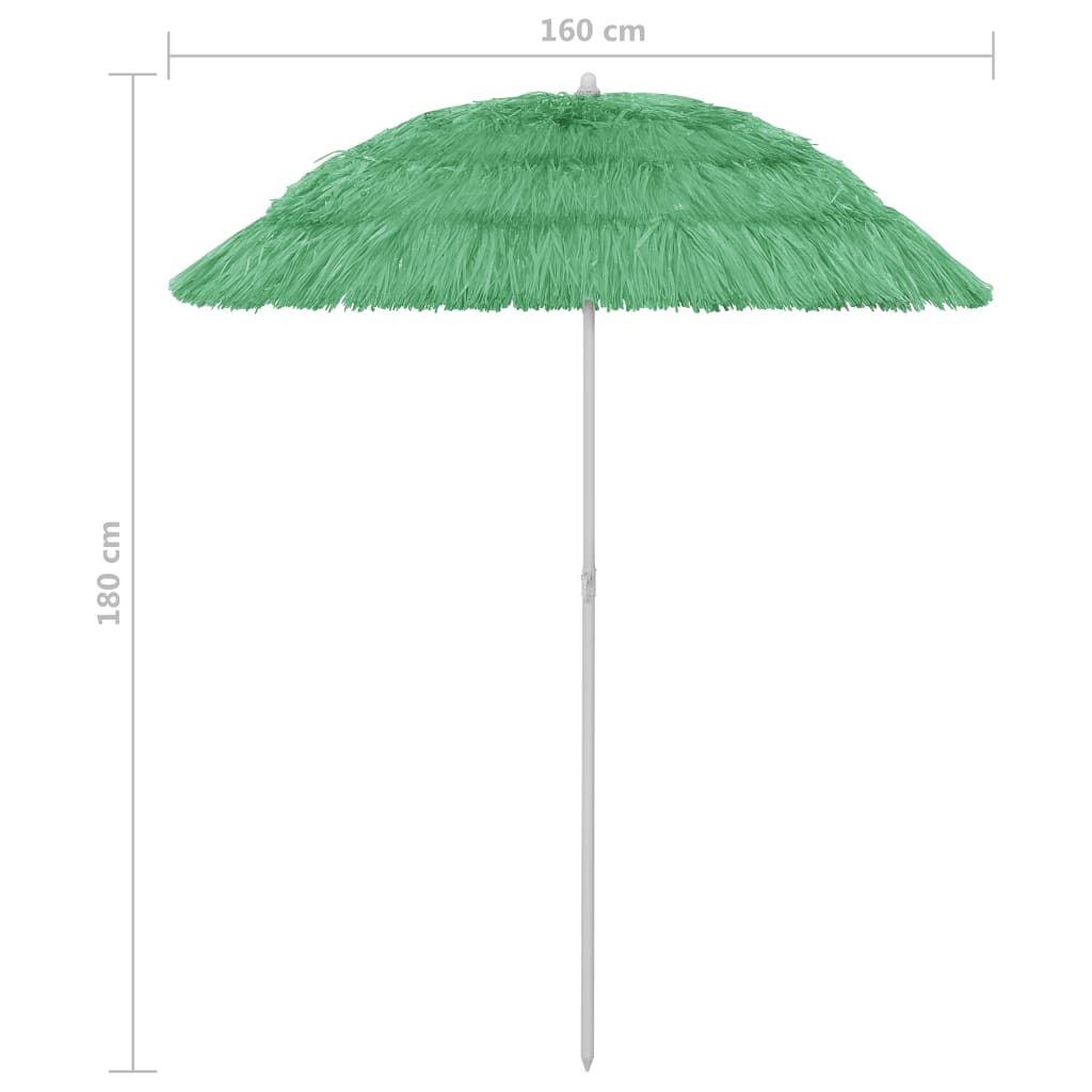 vidaXL Paplūdimio skėtis, žalios spalvos, 180cm, havajietiško dizaino