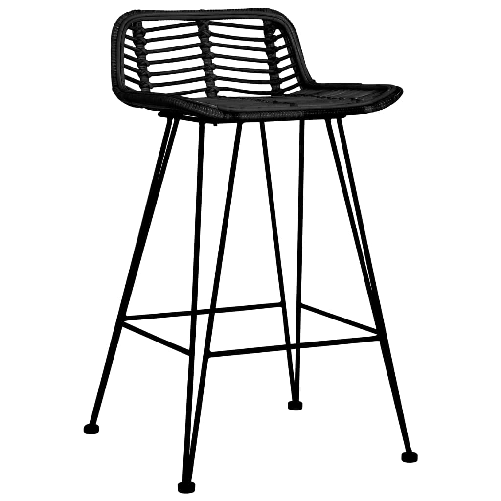 vidaXL Baro kėdės, 2 vnt., juodos spalvos, ratanas