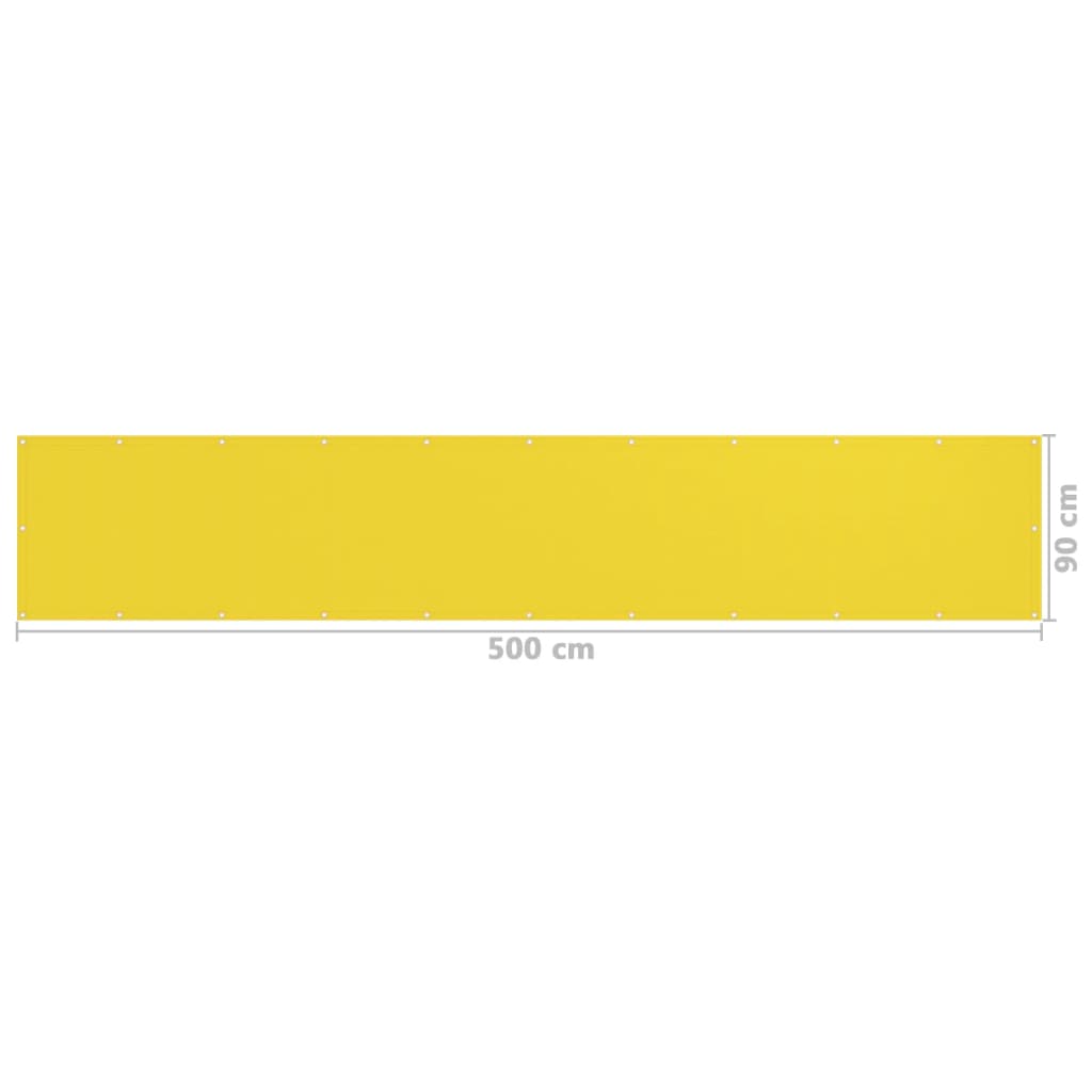 vidaXL Balkono pertvara, geltonos spalvos, 90x500cm, HDPE