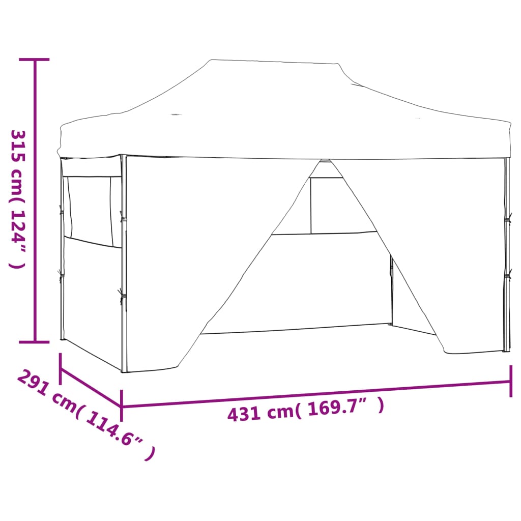 vidaXL Išskleidžiama palapinė su 4 šon. sienomis, 3x4,5m, krem. balta