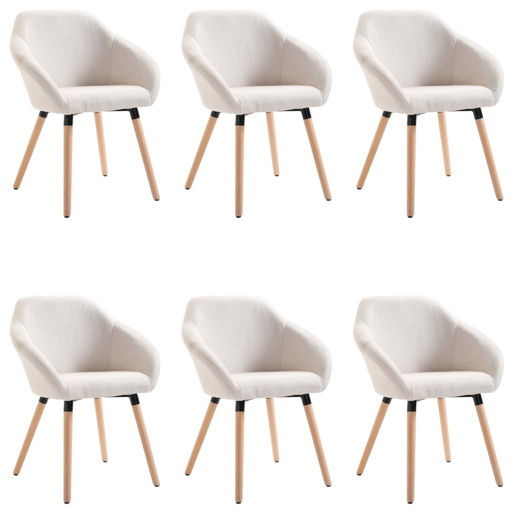 vidaXL Valgomojo kėdės, 6 vnt., kreminės spalvos, audinys (3x283461)