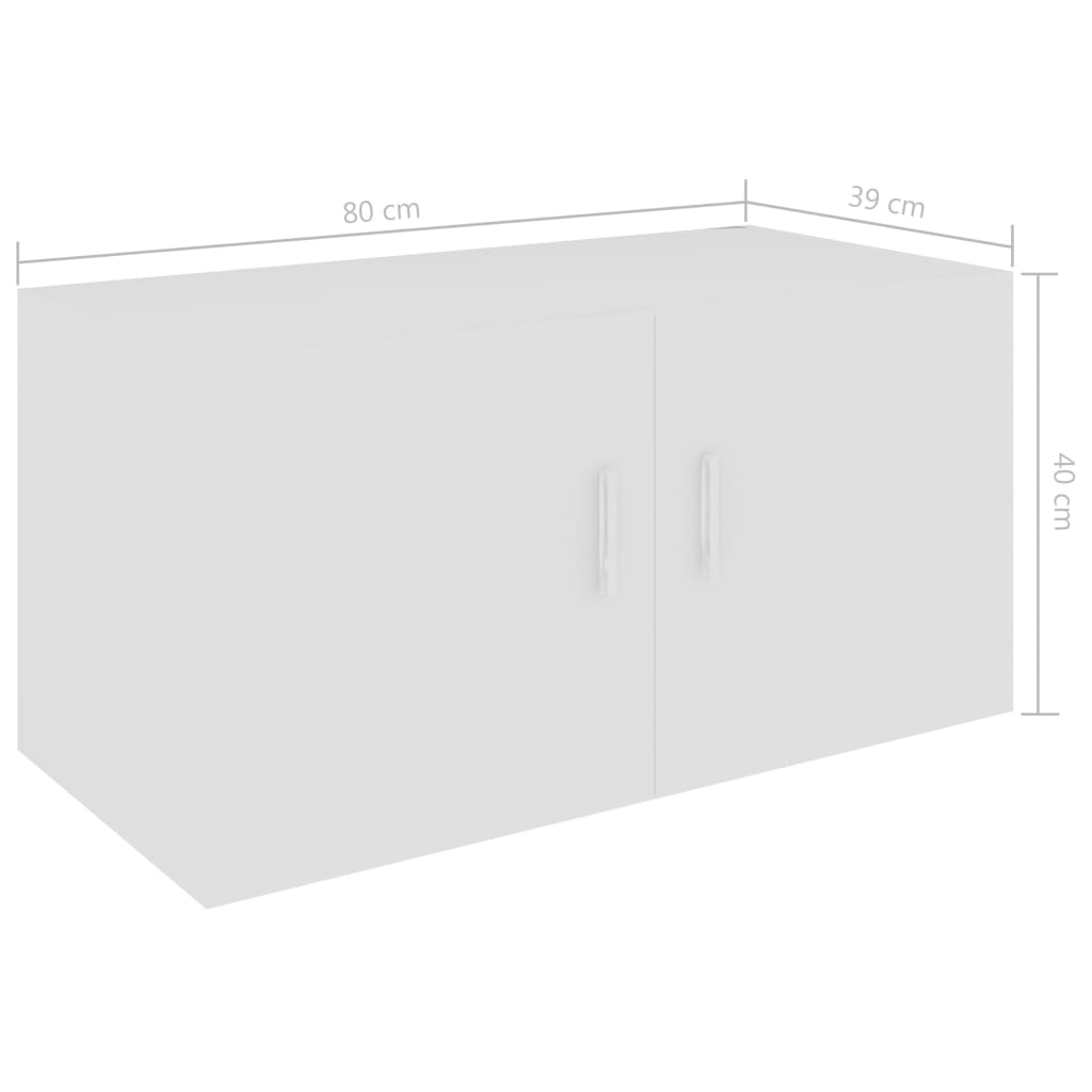 vidaXL Prie sienos montuojama spintelė, balta, 80x39x40cm, MDP