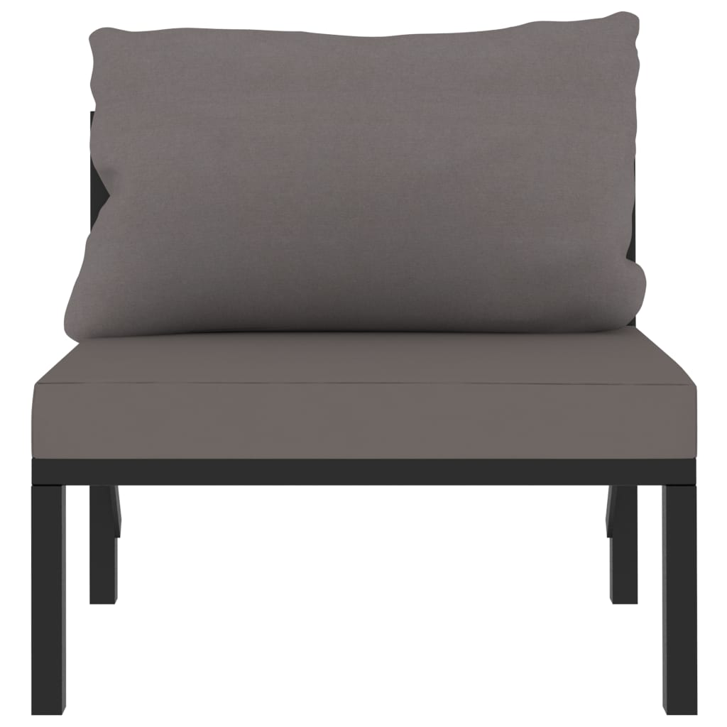 vidaXL Modulinė vidurinė sofos dalis su pagalvėle, pilka, poliratanas